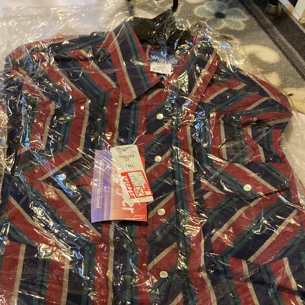 NWT 3 wrangler Pearl snap western shirts size from L 16-34 to L tall - Picture 11 of 12